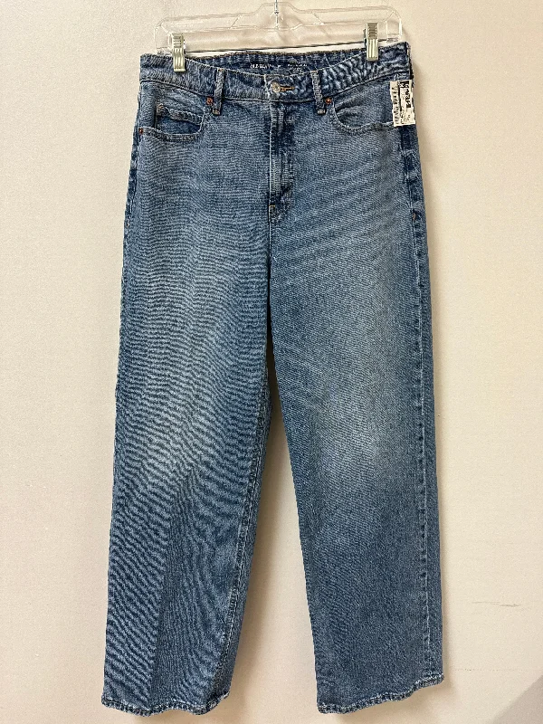 High-end Design Jeans Wide Leg By Old Navy In Blue Denim, Size: 10