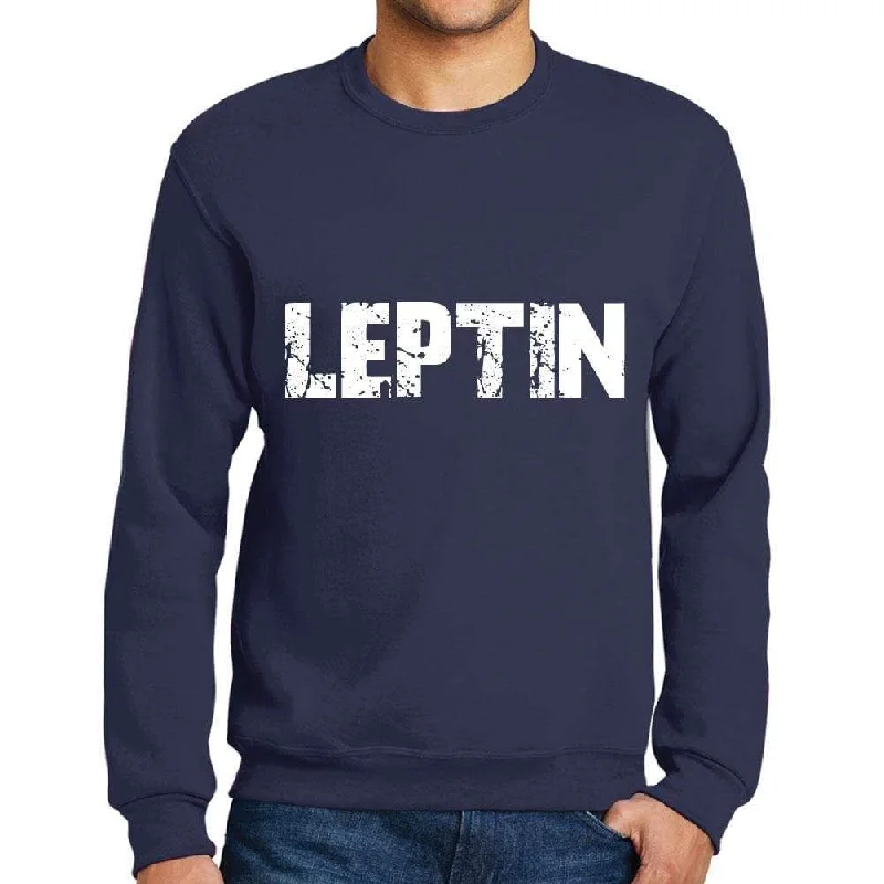 Comfortable And Simple Men's Printed Graphic Sweatshirt Popular Words LEPTIN French Navy