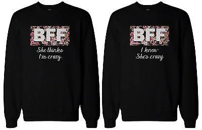Windbreaker fashion BFF Matching Sweater Crazy BFF Floral Print Sweatshirts for Best Friends
