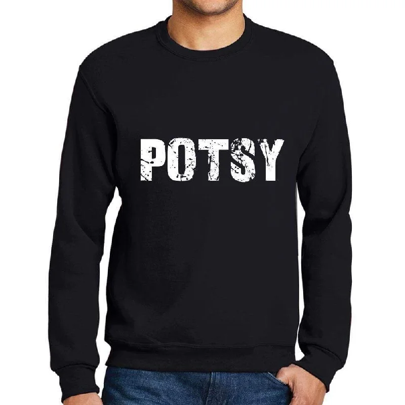 Personalized Series Men's Printed Graphic Sweatshirt Popular Words POTSY Deep Black