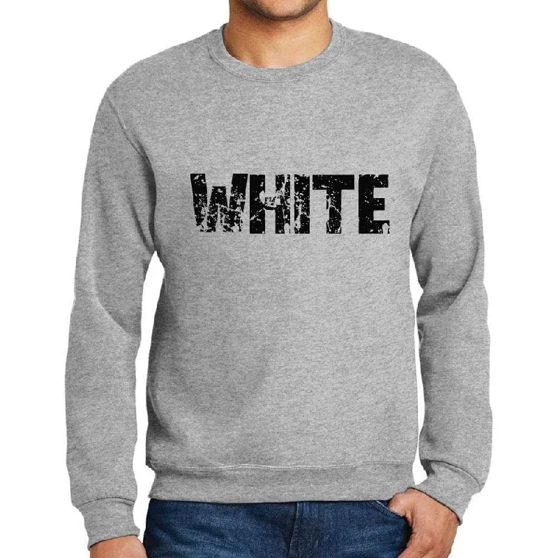 Soft Fabric Looks Men's Printed Graphic Sweatshirt Popular Words WHITE Grey Marl