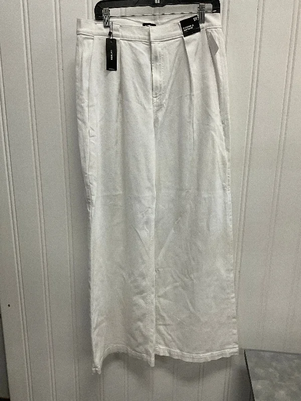 Cozy Layers Jeans Wide Leg By Express In White, Size:12