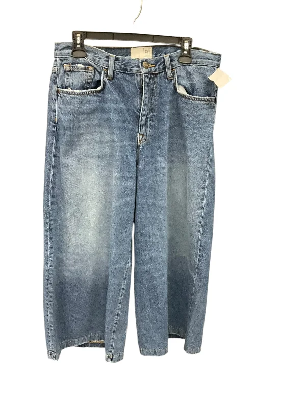 Knitted Design Jeans Wide Leg By Current/elliott In Blue Denim, Size: 12