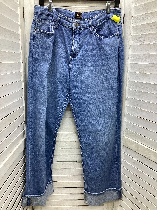 Tropical Style Jeans Boyfriend By Lee In Blue Denim, Size: 12