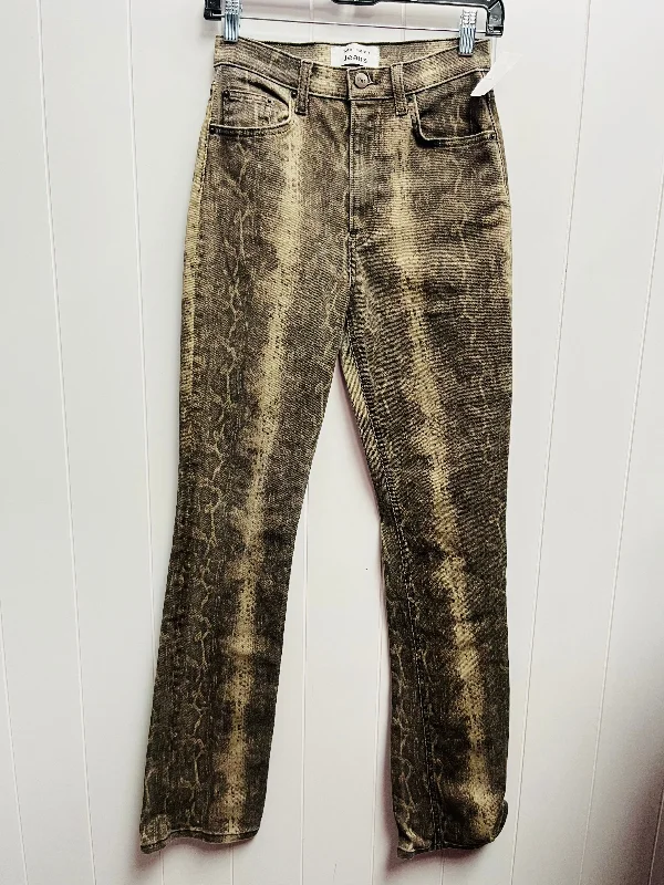 New Design Jeans Flared By Reformation In Brown Denim, Size: 4