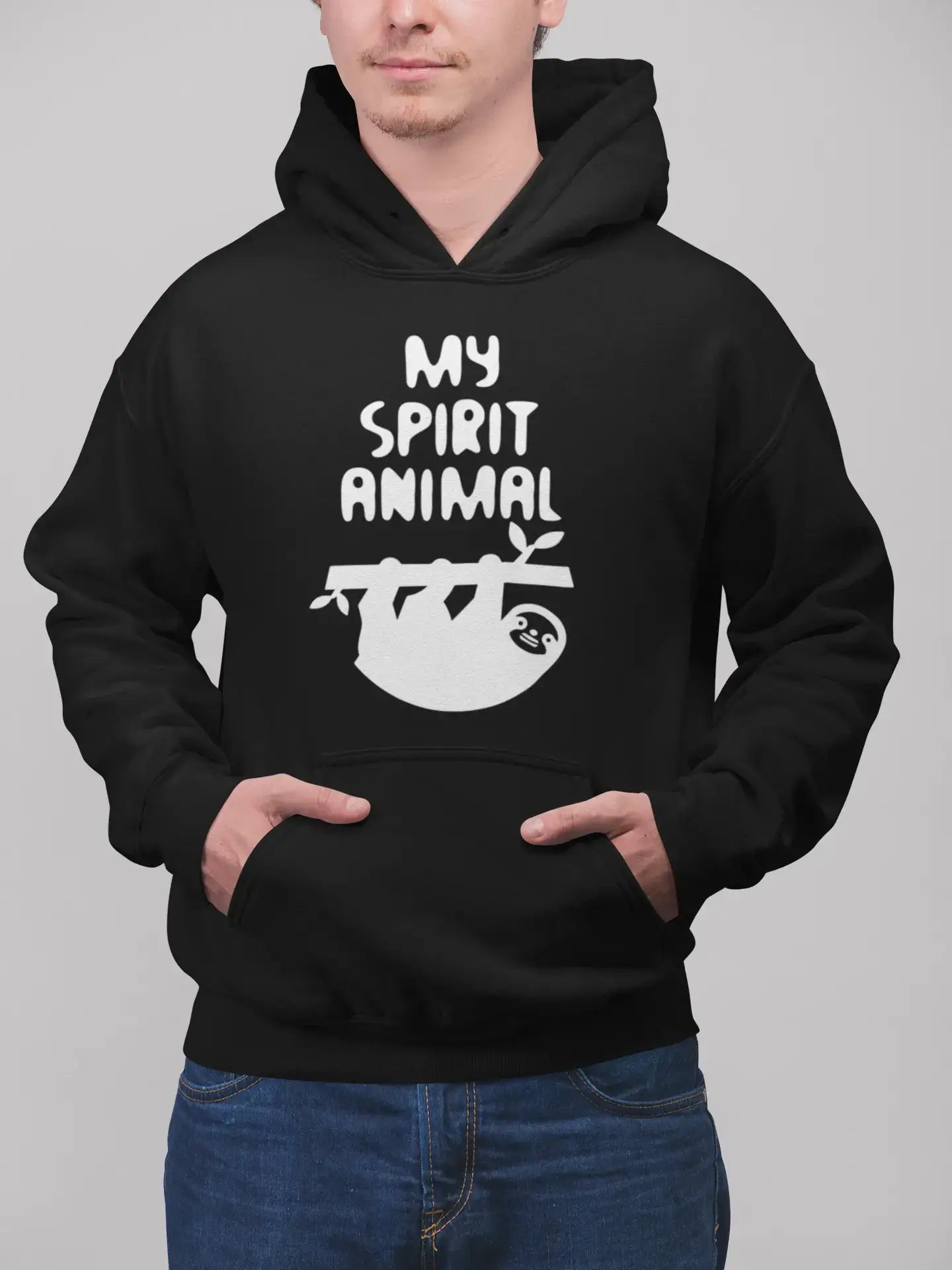 High-quality Styles Printed Graphic Unisex Sloth Is My Spirit Animal Hoodie Casual Hooded Sweatshirt