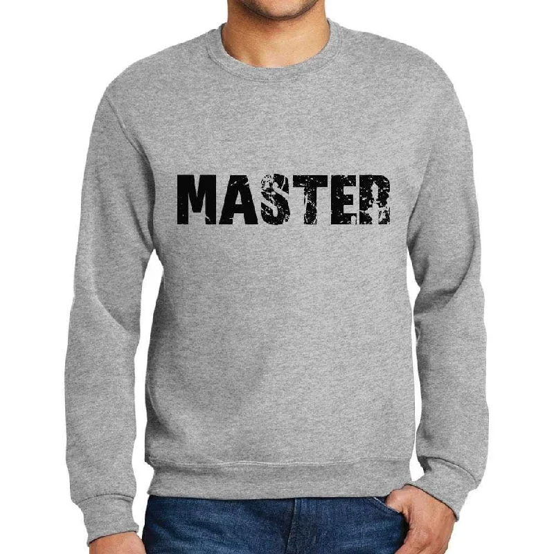 Basic Version Men's Printed Graphic Sweatshirt Popular Words MASTER Grey Marl