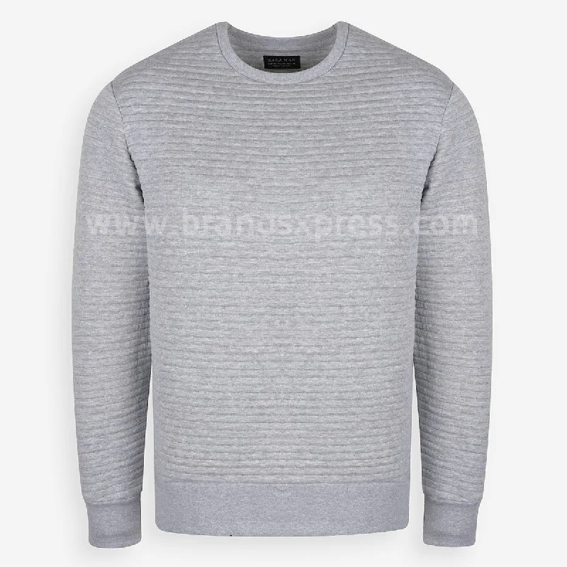 Comfort Fit ZAR Ottoman Quilted Grey Sweatshirt 8167