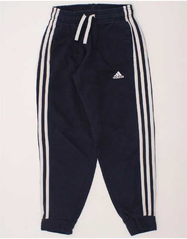 Floral Prints ADIDAS Boys Tracksuit Trousers Joggers 9-10 Years Navy Blue Cotton