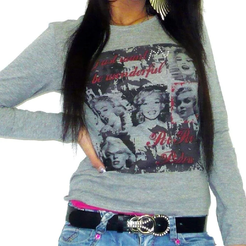 Comfortable Design Marylin: Women's T-shirt Long Sleeve ONE IN THE CITY 00275