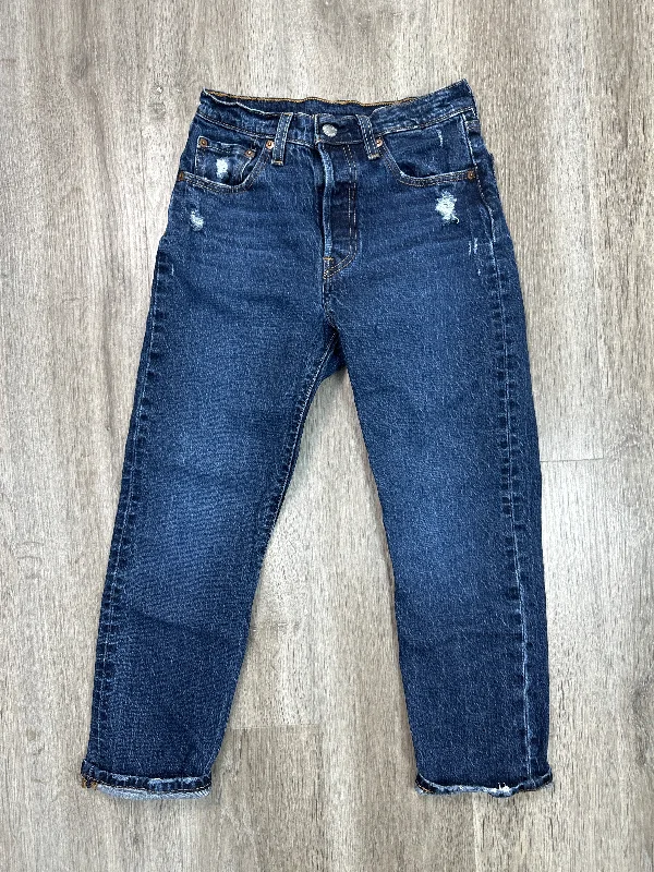 Retro Design Jeans Cropped By Levis In Blue Denim, Size: 0