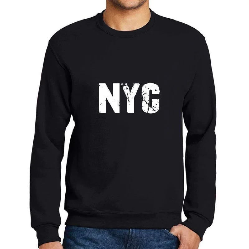 Classic Series Men's Printed Graphic Sweatshirt Popular Words NYC Deep Black