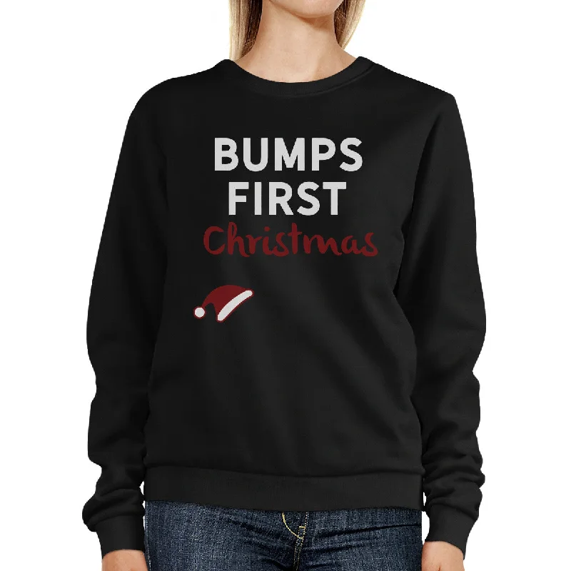 Cozy Street Style Bumps First Christmas Sweatshirt Christmas Gift For Pregnant Women