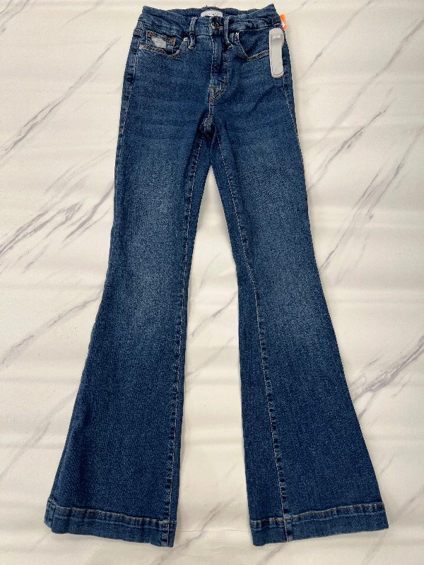 Fashion Pioneer Jeans Flared By Good American In Blue Denim, Size: 0