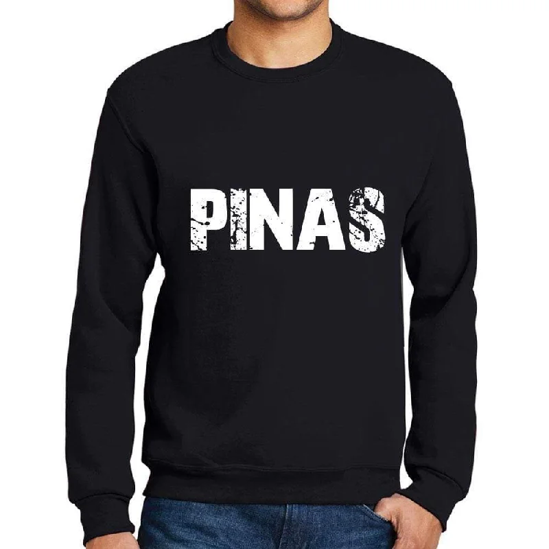 Elegant And Simple Men's Printed Graphic Sweatshirt Popular Words PINAS Deep Black