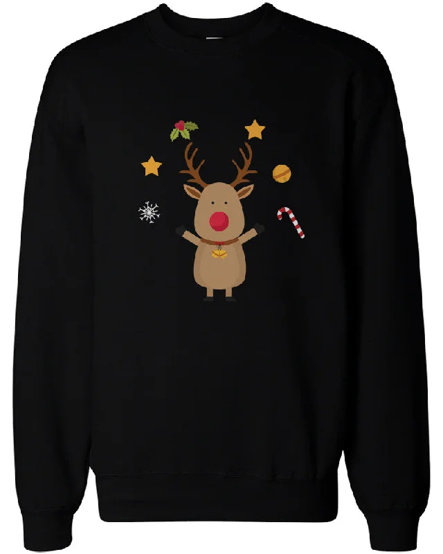 Celebrity Picks Cute Rudolph Sweatshirts Winter Pullover Fleece Holiday Gift X-mas Sweaters