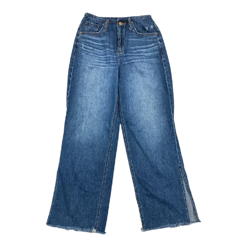 Party Wear Jeans Wide Leg By Evereve In Blue Denim, Size:4