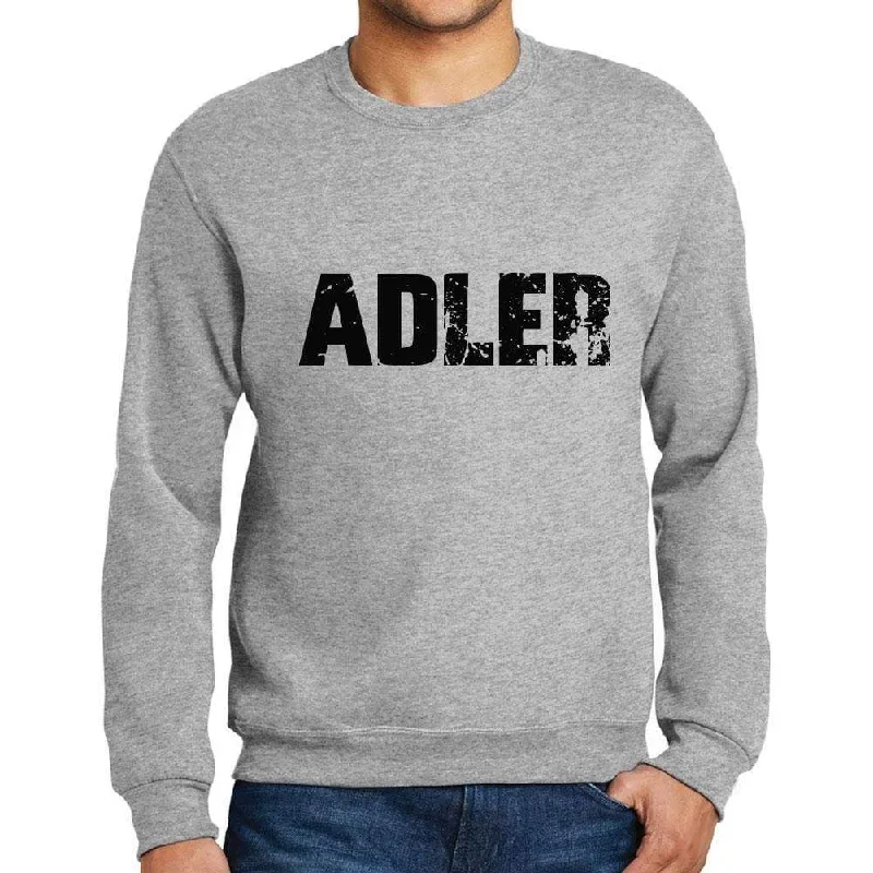 Chic Comfort Wear Men's Printed Graphic Sweatshirt Popular Words ADLER Grey Marl