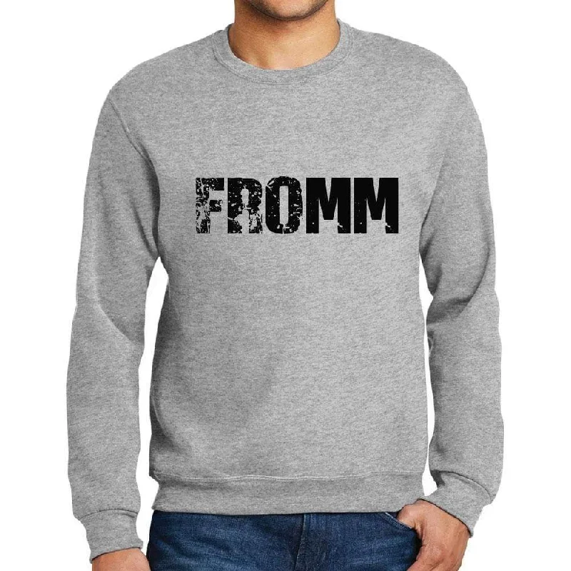 Fashionable Items Men's Printed Graphic Sweatshirt Popular Words FROMM Grey Marl