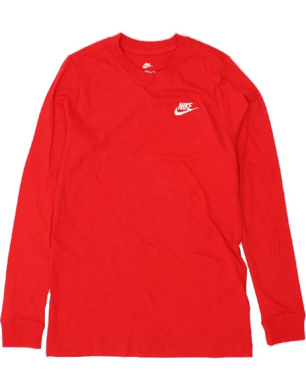 Trendy Comfort Wear NIKE Boys Top Long Sleeve 11-12 Years Large  Red Cotton