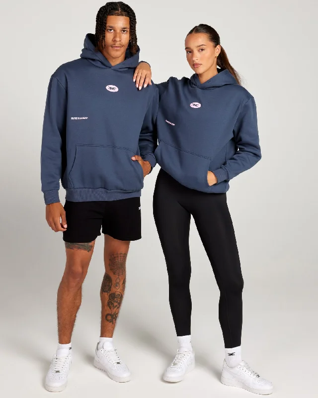 Easy Chic Retro Puff Print Hoodie - Navy