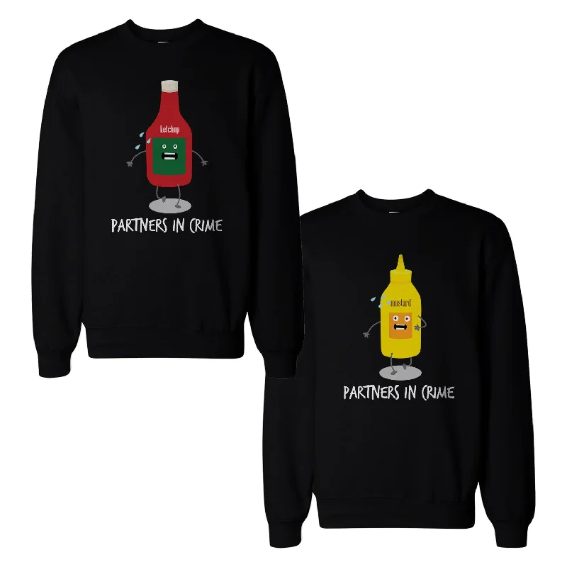 Soft Feel Ketchup And Mustard Couple Sweatshirts Cute Matching Sweat Shirts