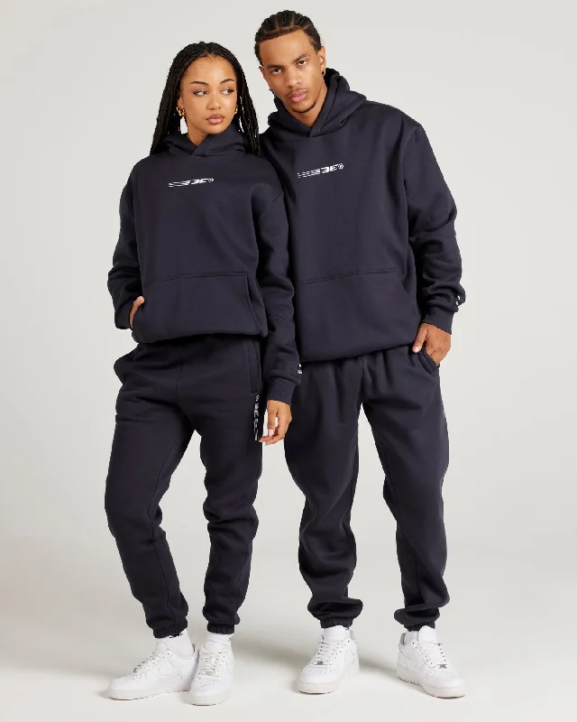 Sporty Elegance Pursuit Hoodie - Navy