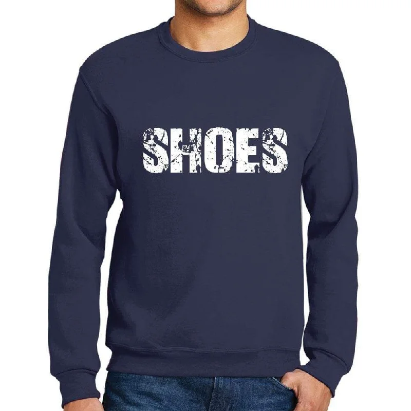 Easy Chic Men's Printed Graphic Sweatshirt Popular Words SHOES French Navy