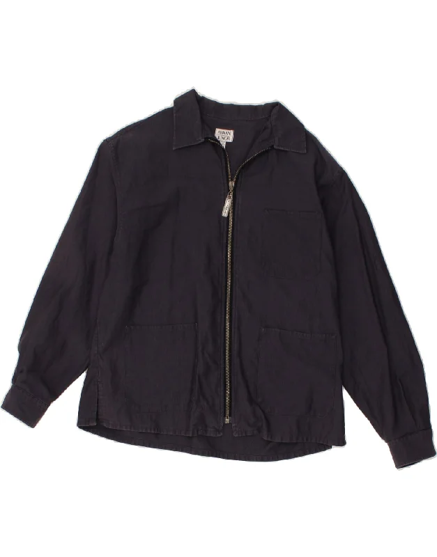 Elegant Style ARMANI JUNIOR Boys Overshirt Corduroy Shirt 15-16 Years Navy Blue Cotton