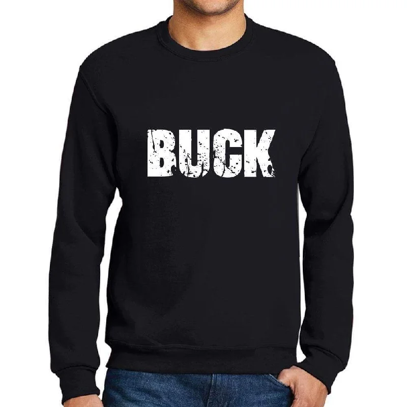 Integrated Design Men's Printed Graphic Sweatshirt Popular Words BUCK Deep Black