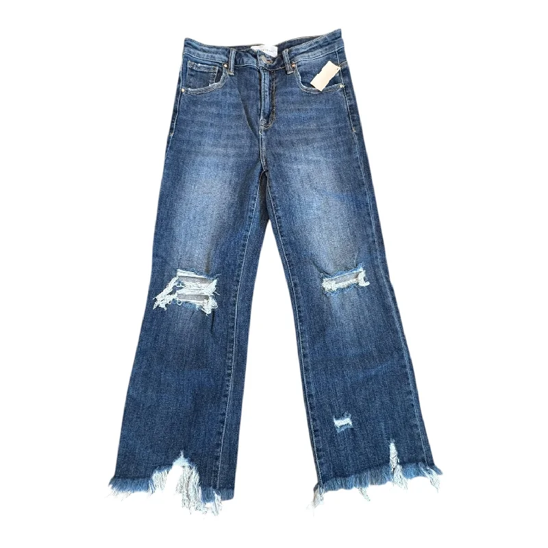 Feminine Charm Jeans Straight By Risen In Blue Denim, Size:6