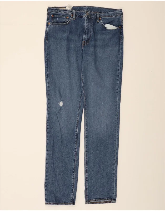 Comfortable Tops LEVI'S Mens 511 Distressed Slim Jeans W36 L36 Navy Blue Cotton