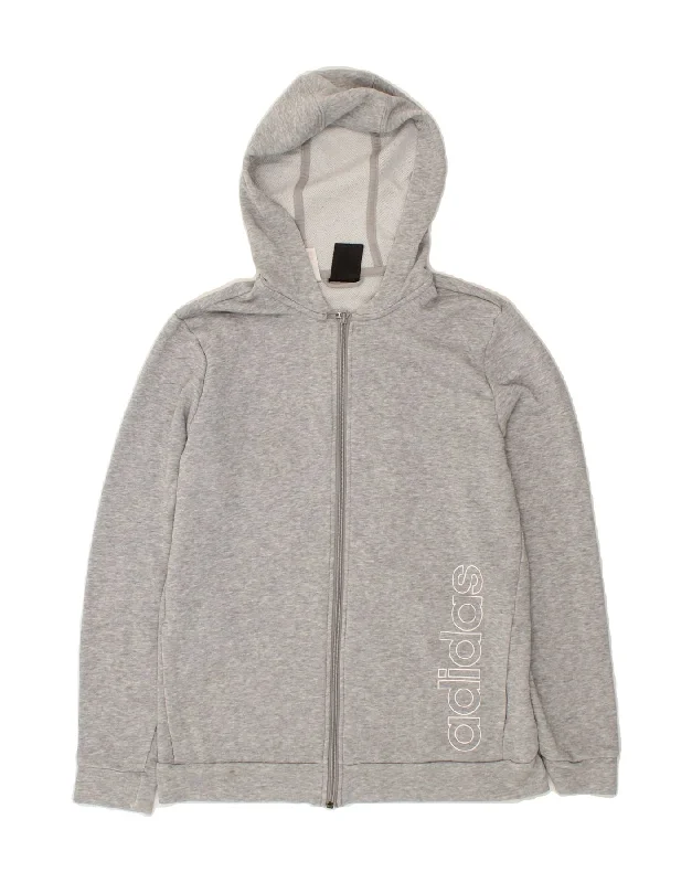Comfortable Lifestyle ADIDAS Boys Graphic Zip Hoodie Sweater 15-16 Years Grey Cotton