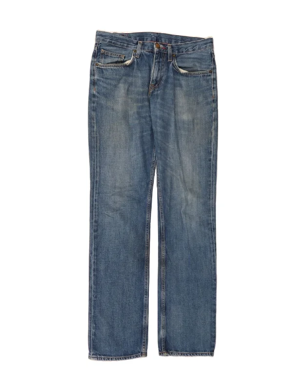 Cozy Fashions TOMMY HILFIGER Mens Straight Jeans W32 L34 Navy Blue Cotton