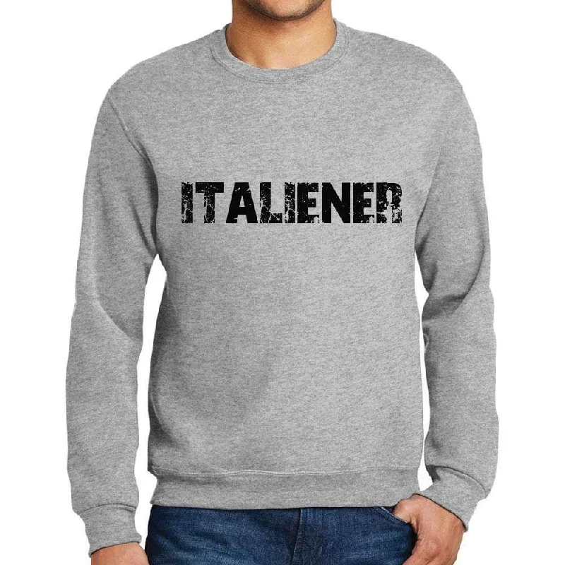 Fresh And Capable Men's Printed Graphic Sweatshirt Popular Words ITALIENER Grey Marl