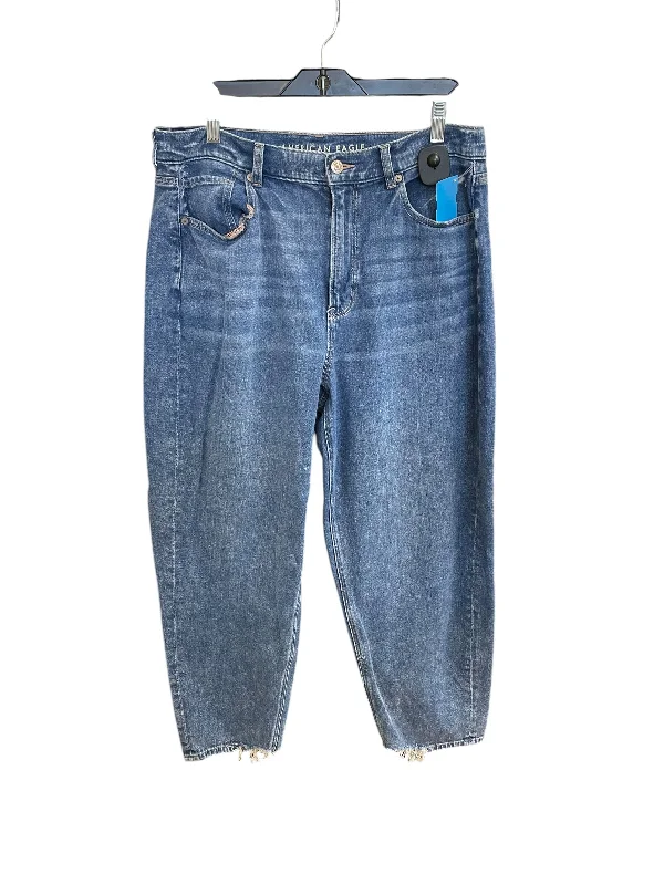 French Style Jeans Cropped By American Eagle In Blue Denim, Size: 14