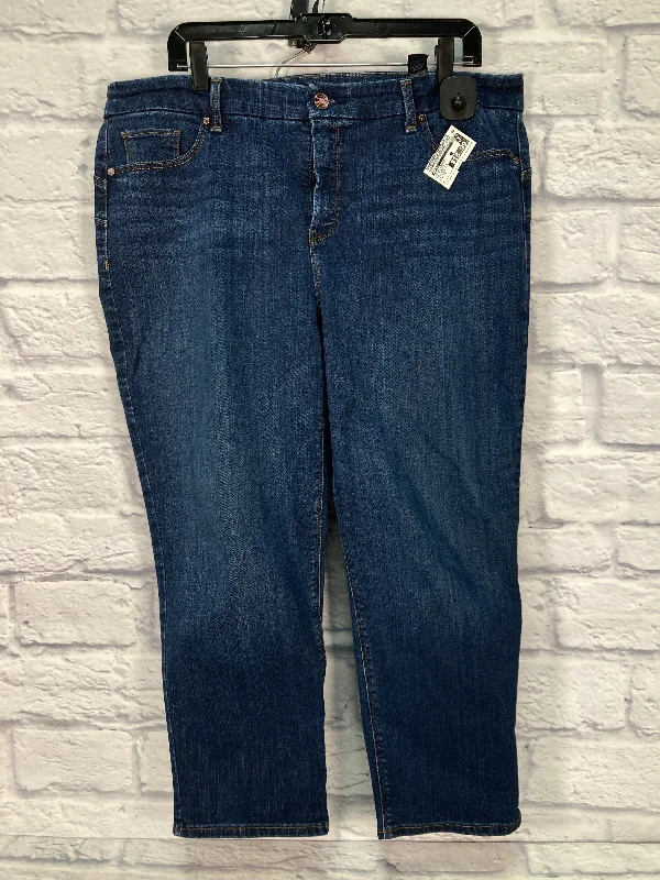 Fashion Elements Jeans Cropped By Chicos In Blue Denim, Size: 14