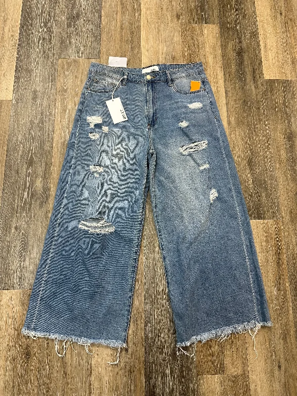 Celebrity Style Jeans Wide Leg By Vervet In Blue Denim, Size: 10