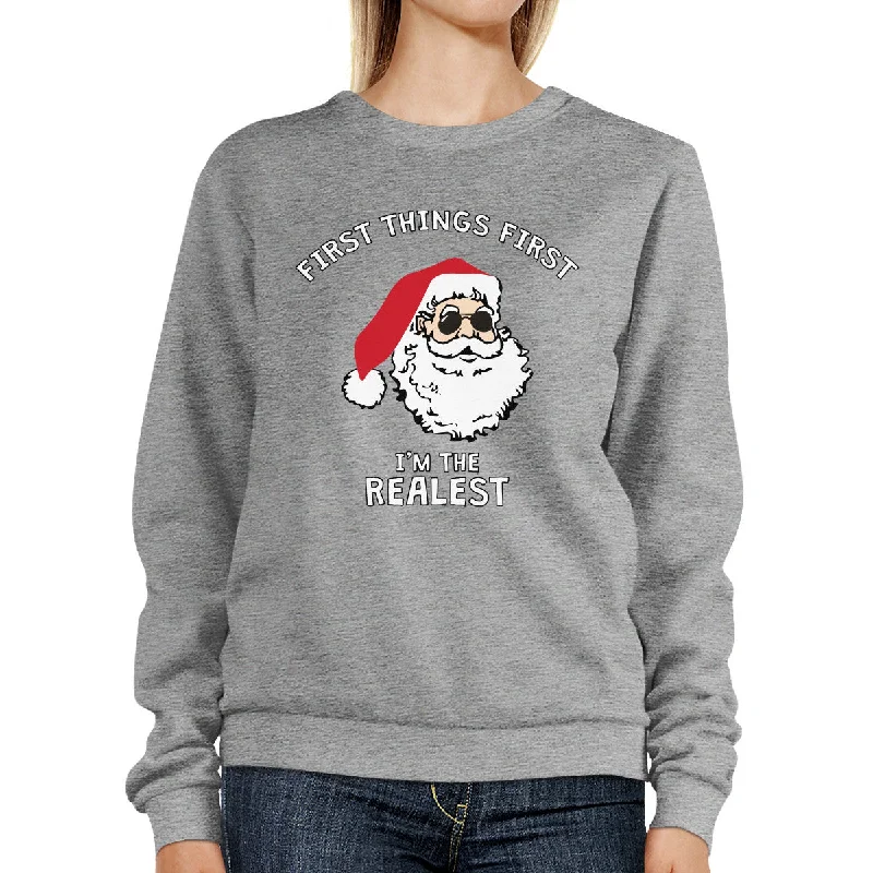 Easygoing Style Realest Santa Sweatshirt Funny Christmas Pullover Fleece Sweater