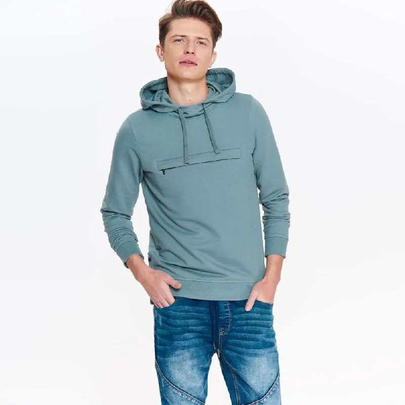 Trendy Wear TS Pouch Pocket Teal Hooded Style Sweatshirt 2762
