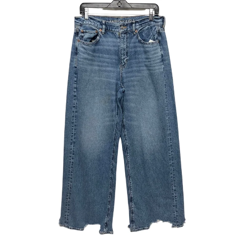 Noble Temperament Jeans Wide Leg By American Eagle In Blue Denim, Size:8