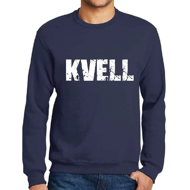 Sports And Leisure Men's Printed Graphic Sweatshirt Popular Words KVELL French Navy