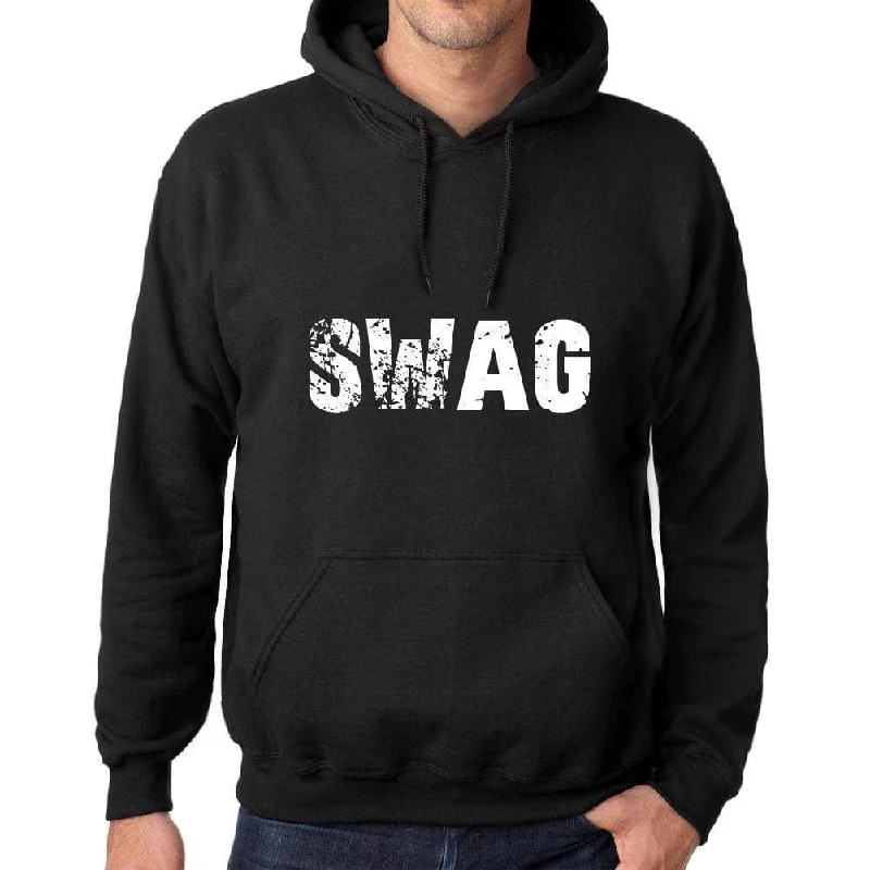 Cozy Fashion Men's Women's Unisex Printed Graphic Cotton Hoodie Soft Heavyweight Hooded Sweatshirt Pullover Popular Words SWAG Deep Black