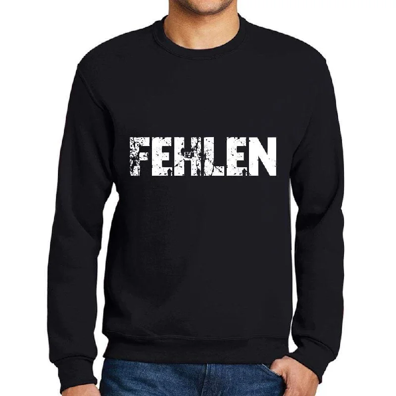 Warm Chic Outfits Men's Printed Graphic Sweatshirt Popular Words FEHLEN Deep Black
