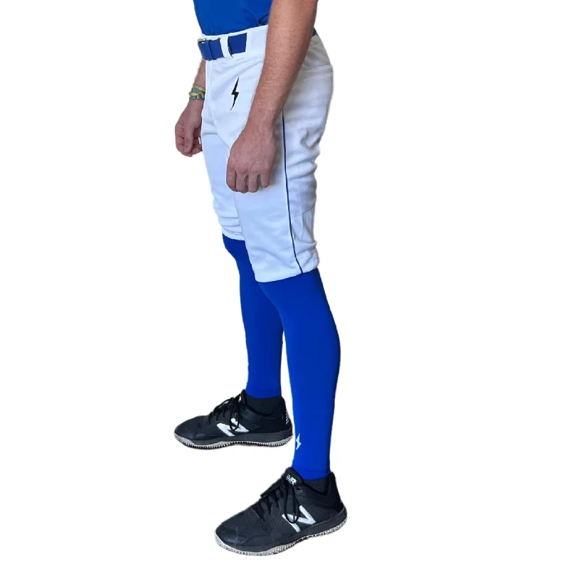 Effortless Comfort BRUCE BOLT Premium Pro Baseball Short - WHITE w/ Royal