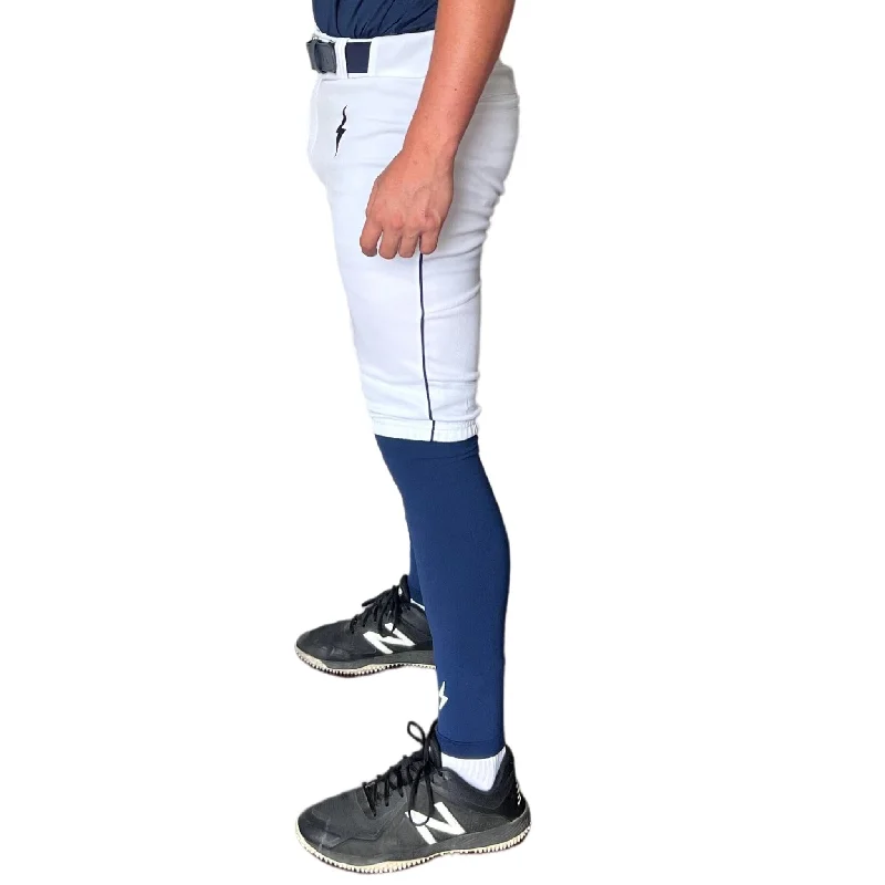 Sporty Elegance BRUCE BOLT Premium Pro Baseball Short - WHITE w/ Navy