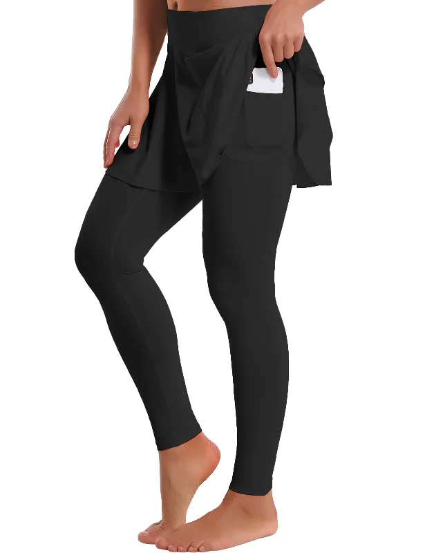 Breathable Style Athletic Tennis Golf Skort with Pocket Shorts black