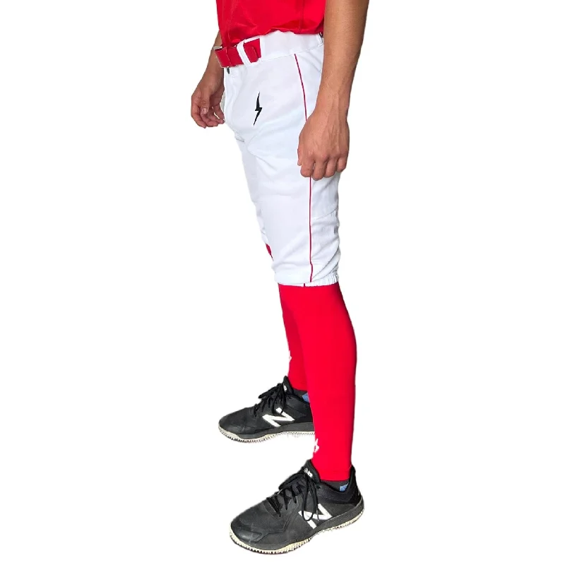 Comfortable Fashion BRUCE BOLT Premium Pro Baseball Short - WHITE w/ Red
