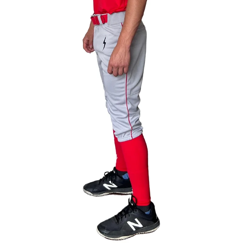 Versatile Comfort BRUCE BOLT Premium Pro Baseball Knicker - GREY w/ Red