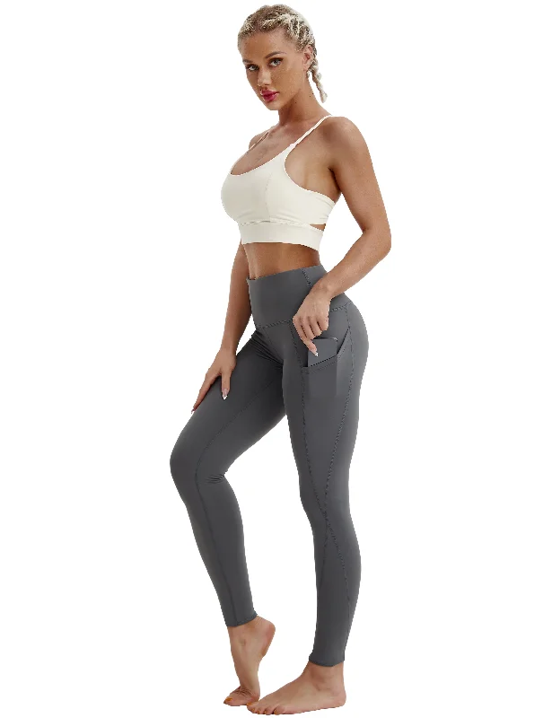 All-Day Wear High Waist Side Pockets Yoga Pants shadowcharcoal